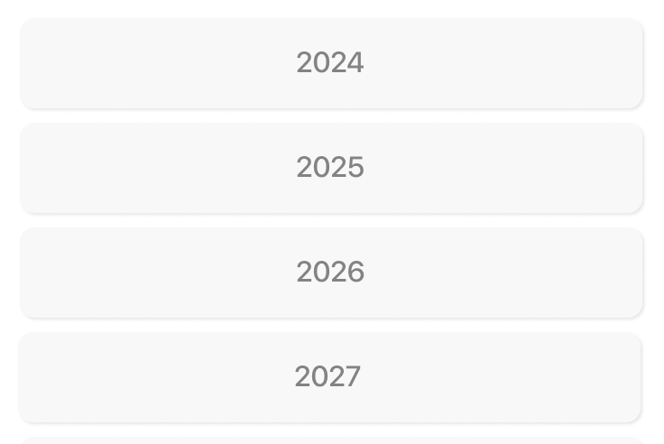 List of years to pick from, 2024 to 2027.