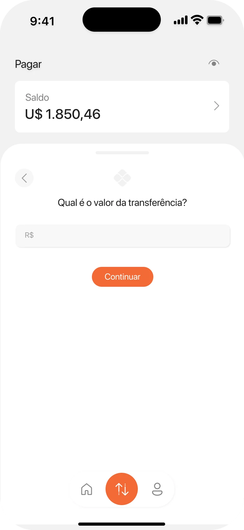 Draft 4: “How much do you want to send?” with an amount in reais.